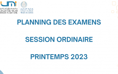 Planning des examens Session Ordinaire Printemps 2023