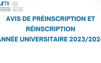 Avis de préinscription et réinscription – Année Universitaire 2023/2024