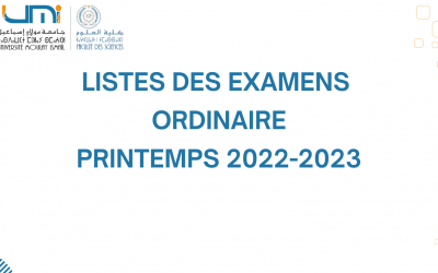 Listes des examens (Ordinaire – Printemps 2022-2023)