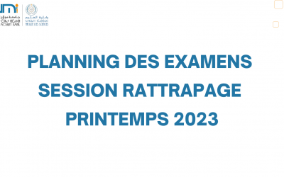 Planning des examens Session Rattrapage Printemps 2023