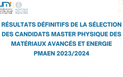 Résultats définitifs de la sélection des candidats Master Physique des Matériaux Avancés et ENergie PMAEN 2023/2024