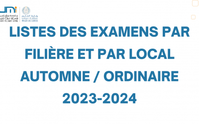 Listes des examens par filière et par local Automne / Ordinaire 2023-2024