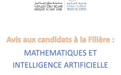 Avis aux candidats à la Filière : MATHEMATIQUES ET INTELLIGENCE ARTIFICIELLE