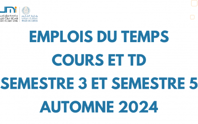 Emplois du temps Cours et TD-Semestre 3 et Semestre 5-Automne 2024