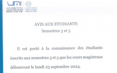 Avis aux étudiants-Semestre 3 et 5