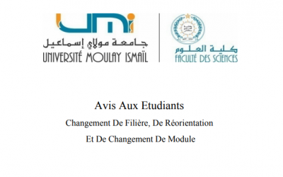 Avis Aux Etudiants Changement De Filière, De RéorientationEt De Changement De Module