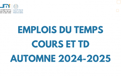 Emplois du temps cours et TD- Automne 2024-2025