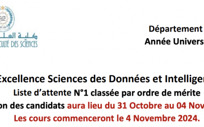 Liste d’attente N°1 – Parcours d’Excellence Sciences des Données et Intelligence Artificielle