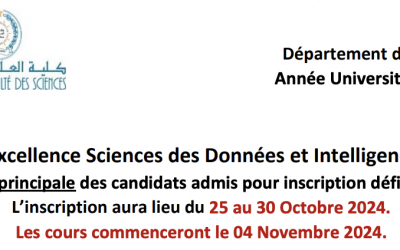 Liste des admis et liste d’attente du Parcours d’excellence Sciences des Données et Intelligence Artificielle (Licence)