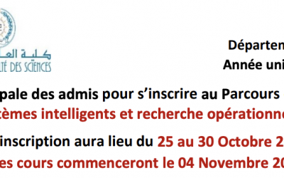 Liste des admis et liste d’attente du parcours d’excellence Systèmes intelligents et recherche opérationnelle