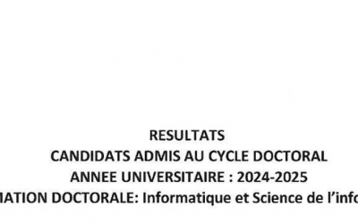 Résultats – Candidats Admis Au Cycle Doctoral – Année Universitaire : 2024-2025