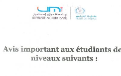 Avis important aux étudiants