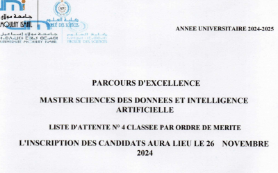 Master sciences des données et intelligence artificielle – liste d’attente n°4