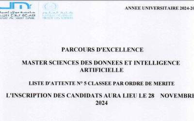 Master sciences des données et intelligence artificielle – liste d’attente n°5