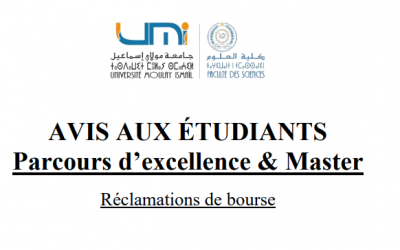 AVIS AUX ÉTUDIANTS Parcours d’excellence & Master Réclamations de bourse